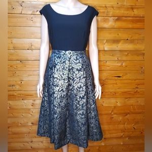 ❤️ R & M Richards elegant formal black and gold dress with zipper & belt…